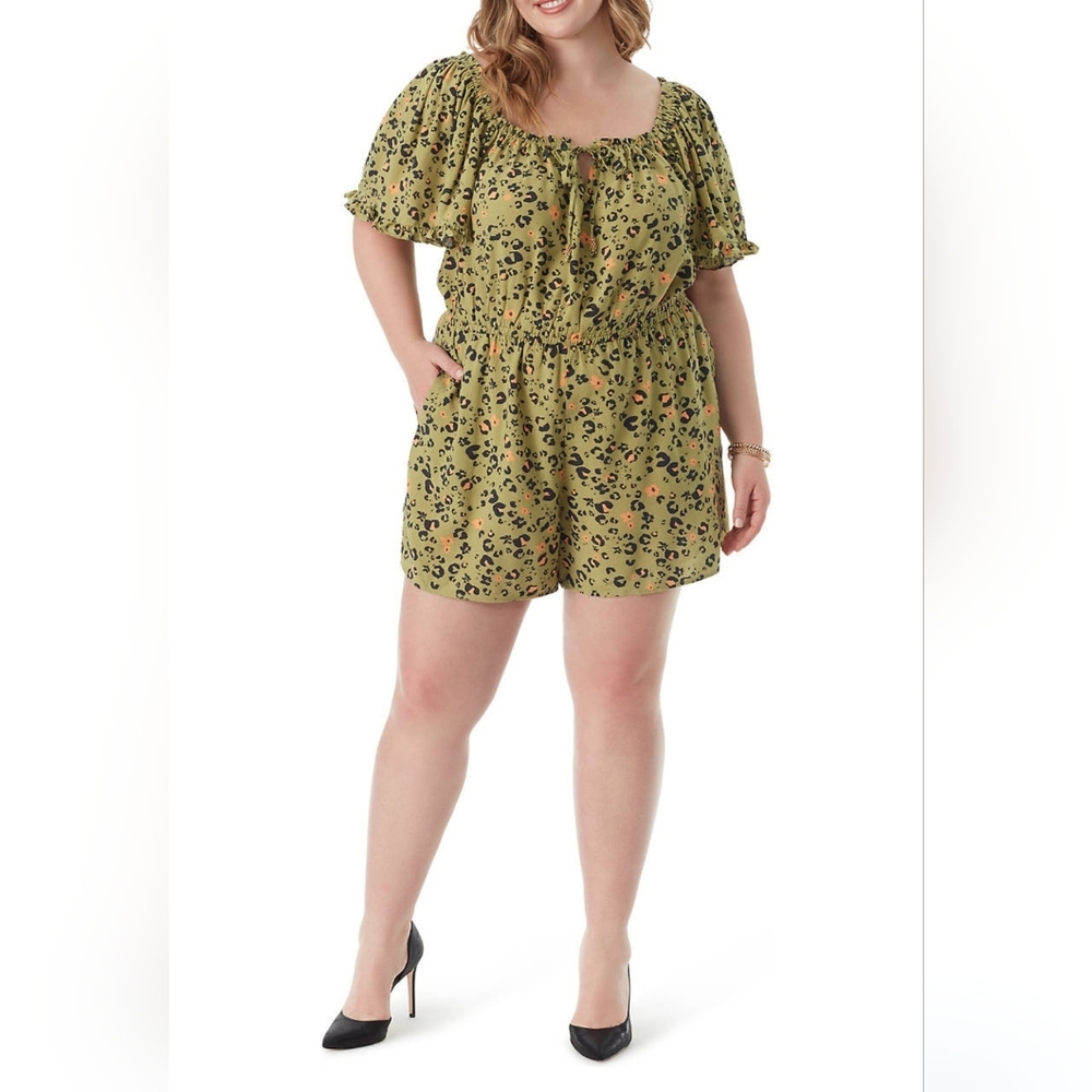 JESSICA SIMPSON GREEN CHEETAH PRINT ROMPER NWT